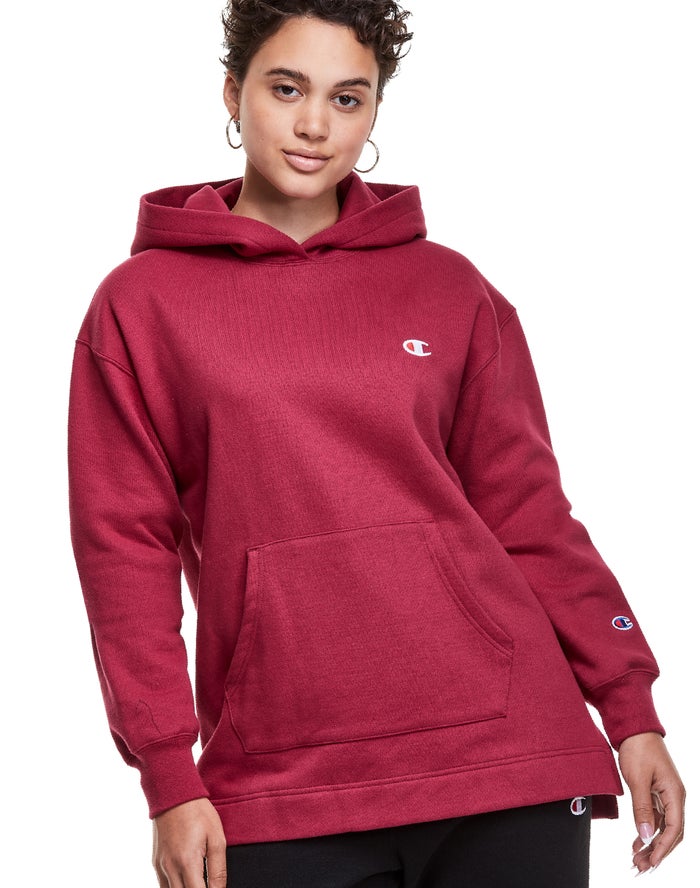 Champion Reverse Weave Open Bottom Kadın Kapşonlu Sweatshirt Koyu Kırmızı ( DQCUKA607 )